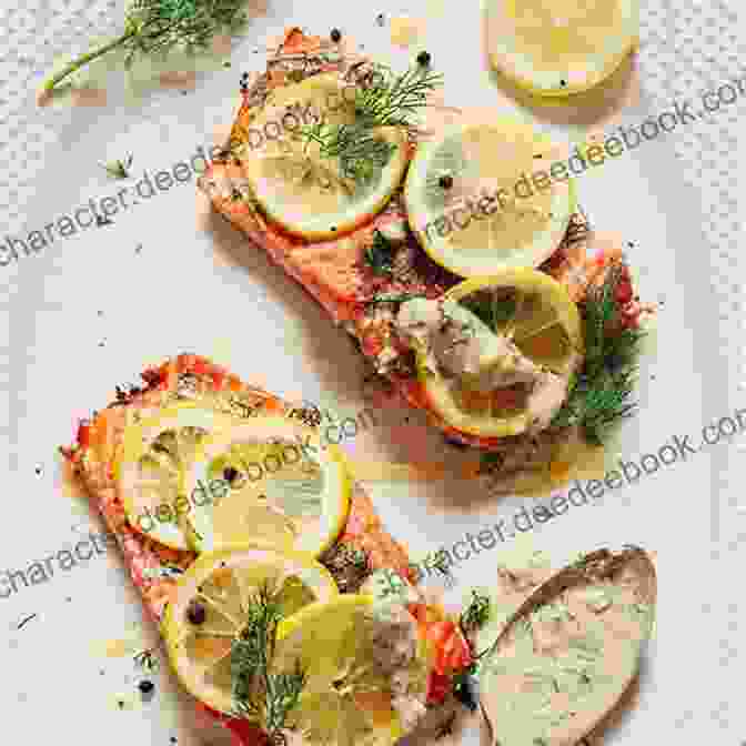 A Plate Of Fresh Salmon With Lemon And Dill, Representing Scandinavian Cuisine Traditional Knitting Patterns: From Scandinavia The British Isles France Italy And Other European Countries (Dover Knitting Crochet Tatting Lace)