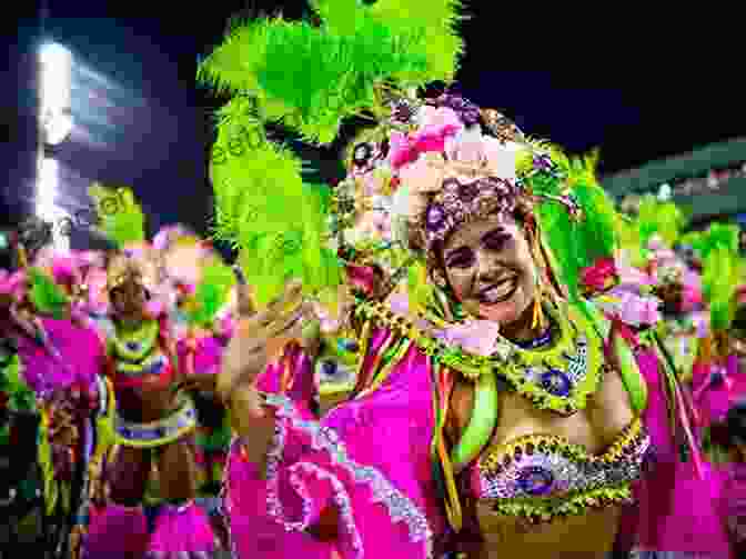 A Vibrant Carnaval Parade In Rio De Janeiro, Featuring Elaborate Costumes And Energetic Samba Dancers. Rio De Janeiro: The Spirit Of Carnaval