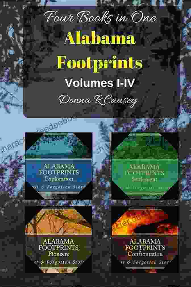 Alabama Footprints Volume IV Cover Image Depicting A Historical Map Of Alabama ALABAMA FOOTPRINTS Volume I IV: Four Volumes In One