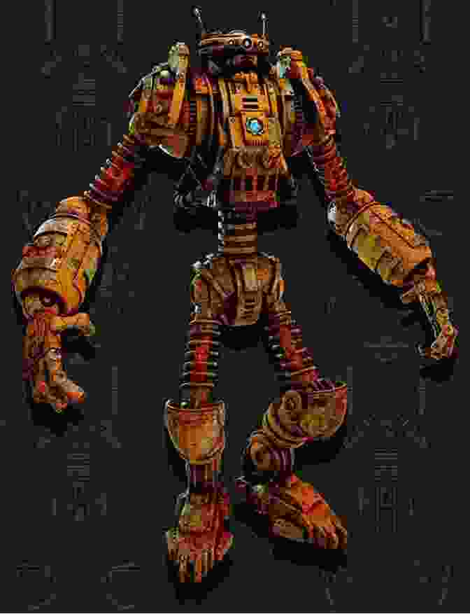 Robbie The Rusty Robot Wyvern, Standing In A Field Of Scrap Metal, Looking Forlorn. Robbie The Rusty Robot J S Wyvern